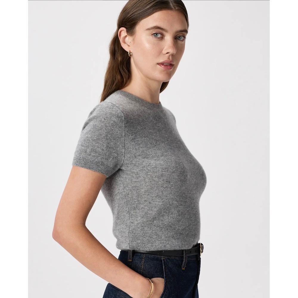 Quince Mongolian Cashmere Tee Medium Heather Gray Quiet Luxury Old Money preppy